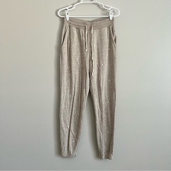 Rails Pants - Rails Women’s Kingston Heather Brown Embroidered Stars Sweatpants Small